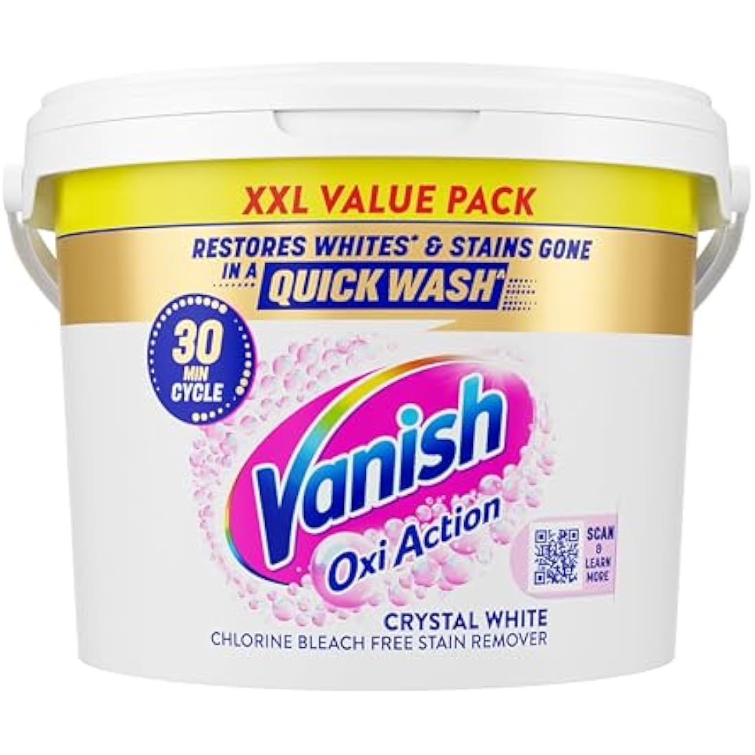 Vanish Gold Oxi Action Laundry Booster and Stain Remover Powder for Whites 2.4kg, Removes Tough Stains Even at 20°, For Whiter Whites, Safe on Everyday Fabrics (Packaging May Vary) (Pack of 1)