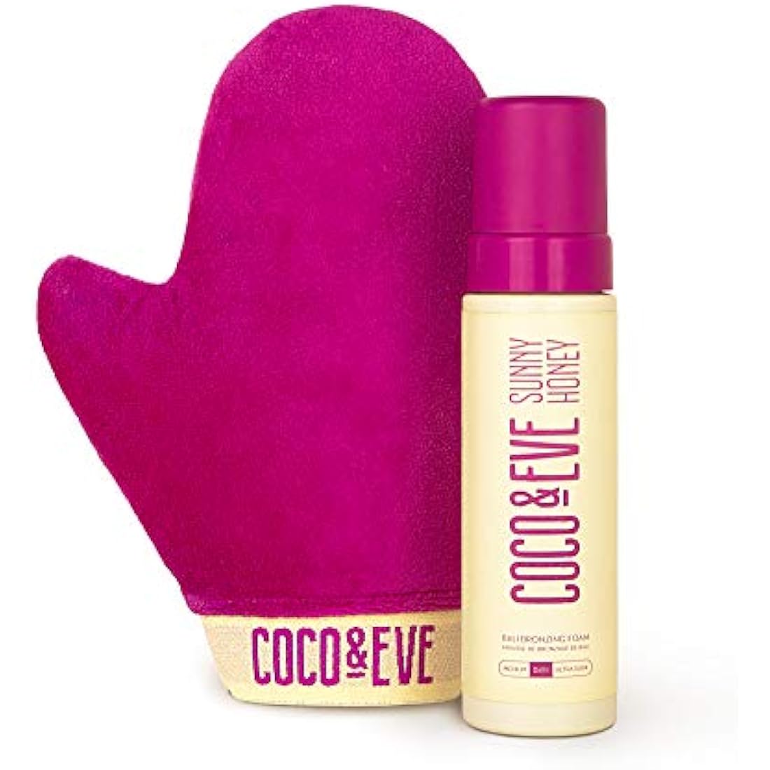 Coco & Eve Sunny Honey Bali Bronzing Self Tanner Mousse Set (Ultra Dark) - All Natural Sunless Tanning Mousse | Instant Self Tanning Lotion with Bronzer with Self Tanning Mitt Applicator (200ml)