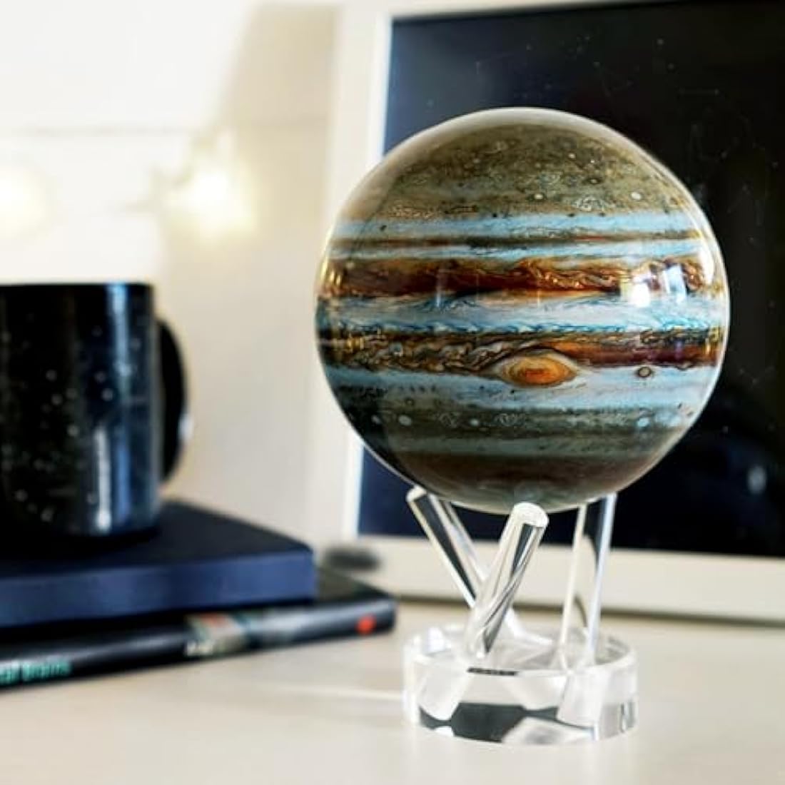 MOVA Globe Jupiter 4.5" with Base, Solar Powered Rotating Globe No Need of Battery or Chord, Unique Gift and Decoration
