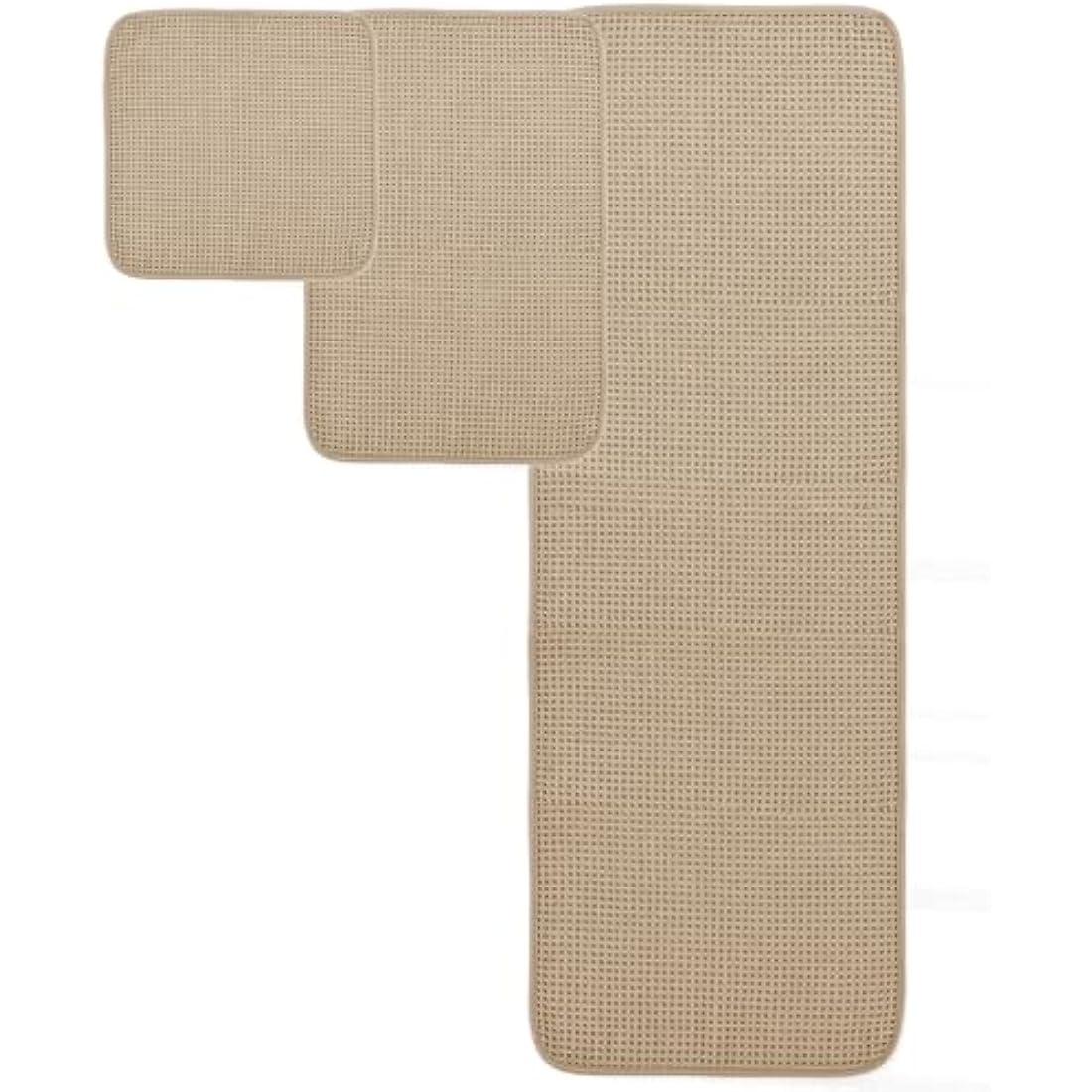 POLYTE Microfibre Oversize, 76 x 152 cm, Quick Dry Lint Free Bath Towel Set, 6 Piece (White,Beige, Waffle Weave)
