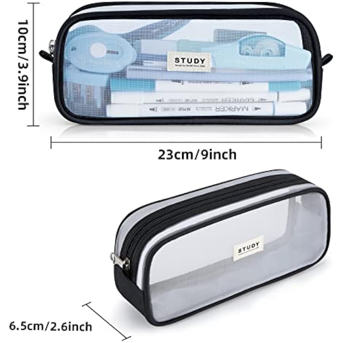 KALIDI Clear Pencil Case Large Pen Bag Stationery Pouch Cosmestic Make up Bag for Student School College Office