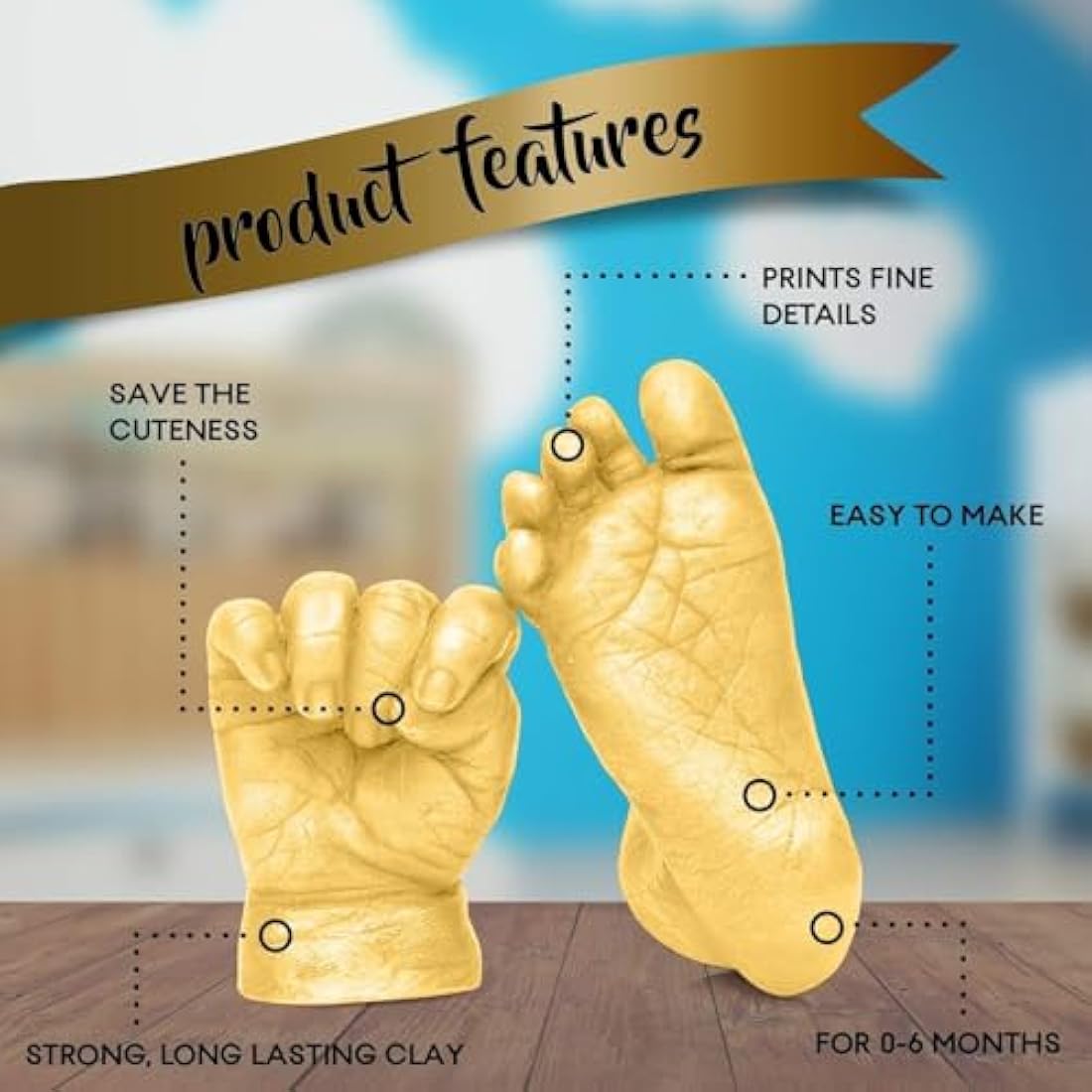 Chuckle Baby Handprint Footprint Casting Kit, 3D Moulding Gift Set, Memories, Keepsakes, For Kids or Newborn, Baby Shower Presents