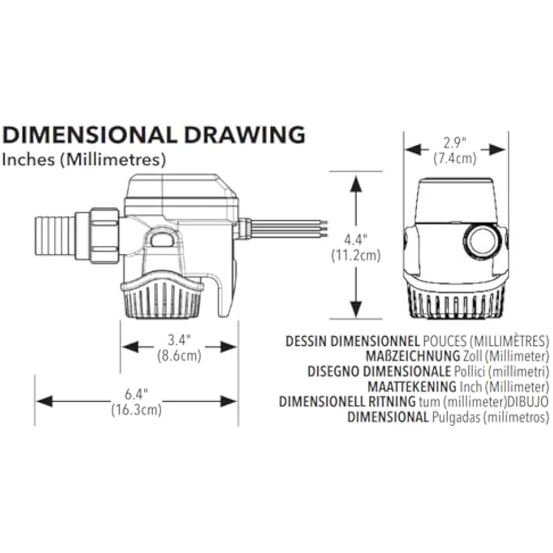 Rule RM1100B Rule Mate 1100GPH 12V Level Sensing Bilge Pump