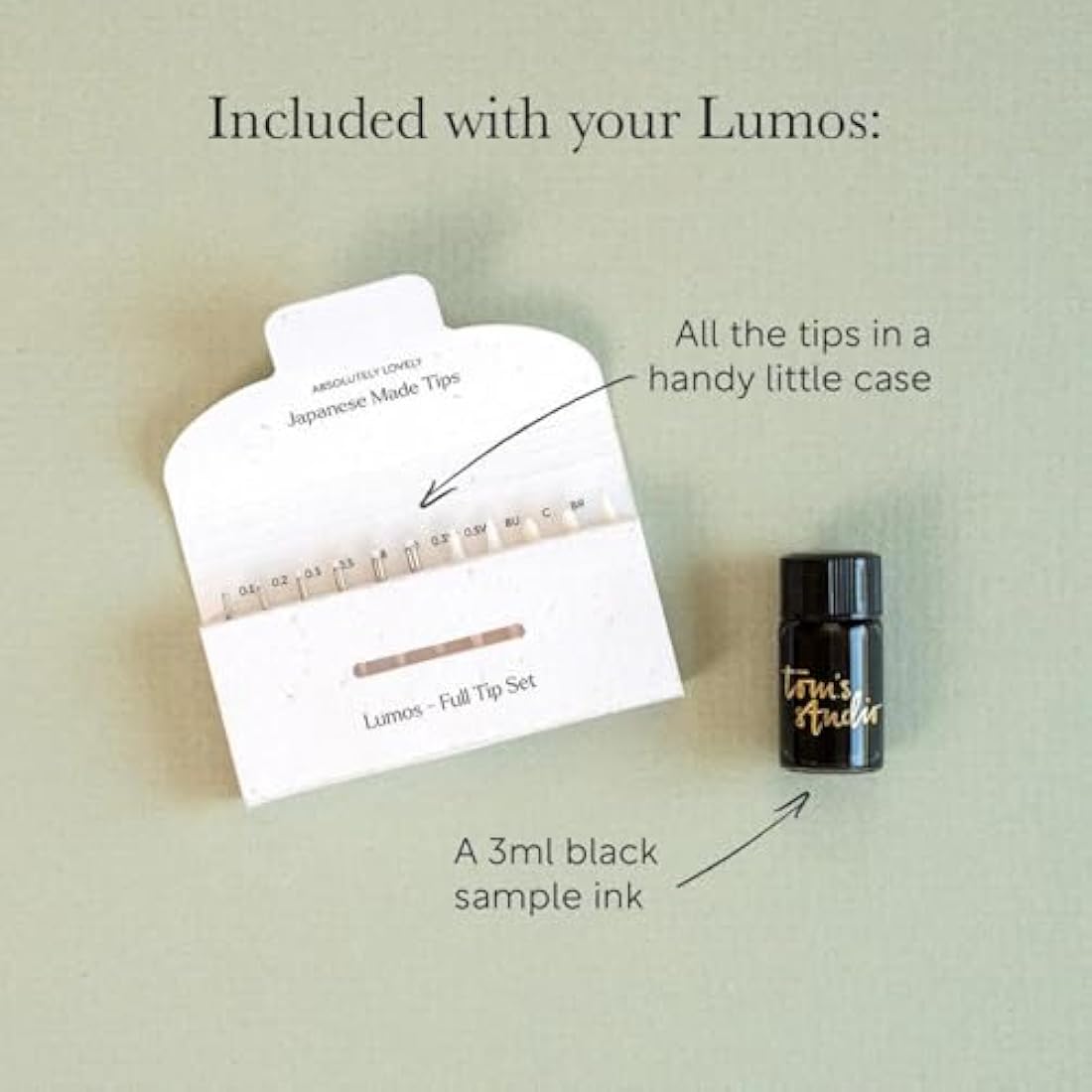 Tom's Studio Lumos Pro Duo Tip (Matte Black) | Refillable Fineliner, Writing & Brush Pen | Comes with 11 Tips, 3ml Deep Black Ink Sample & 2x Ink Reservoirs