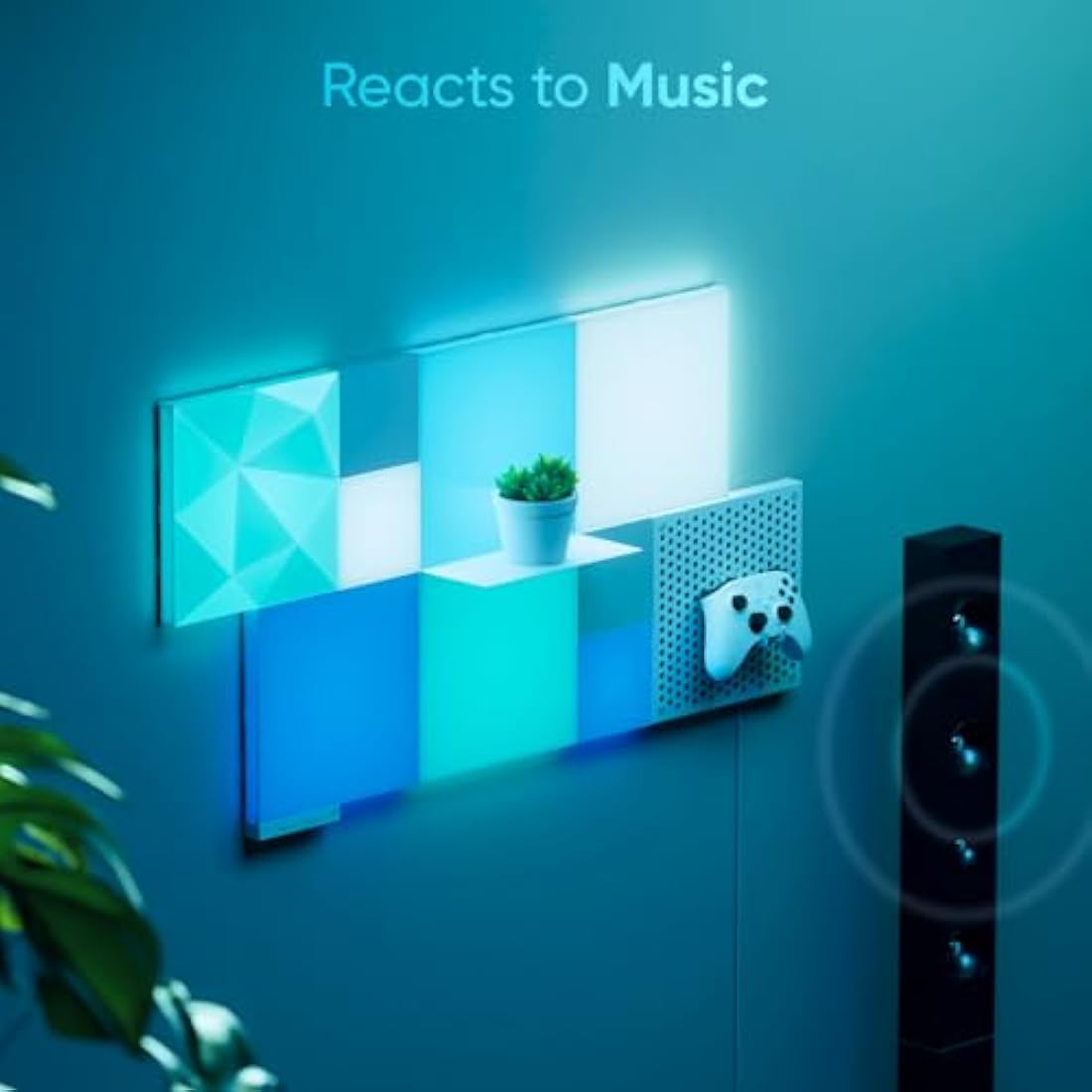 Nanoleaf Blocks 10-Pack Combo Starter Kit | RGBW Color-Changing Wall Light Panels, LED Light Pegboard & Shelf, Pixel-Art Style, Thread & Wi-Fi, App & Voice Control (Works with Alexa, Apple Google)