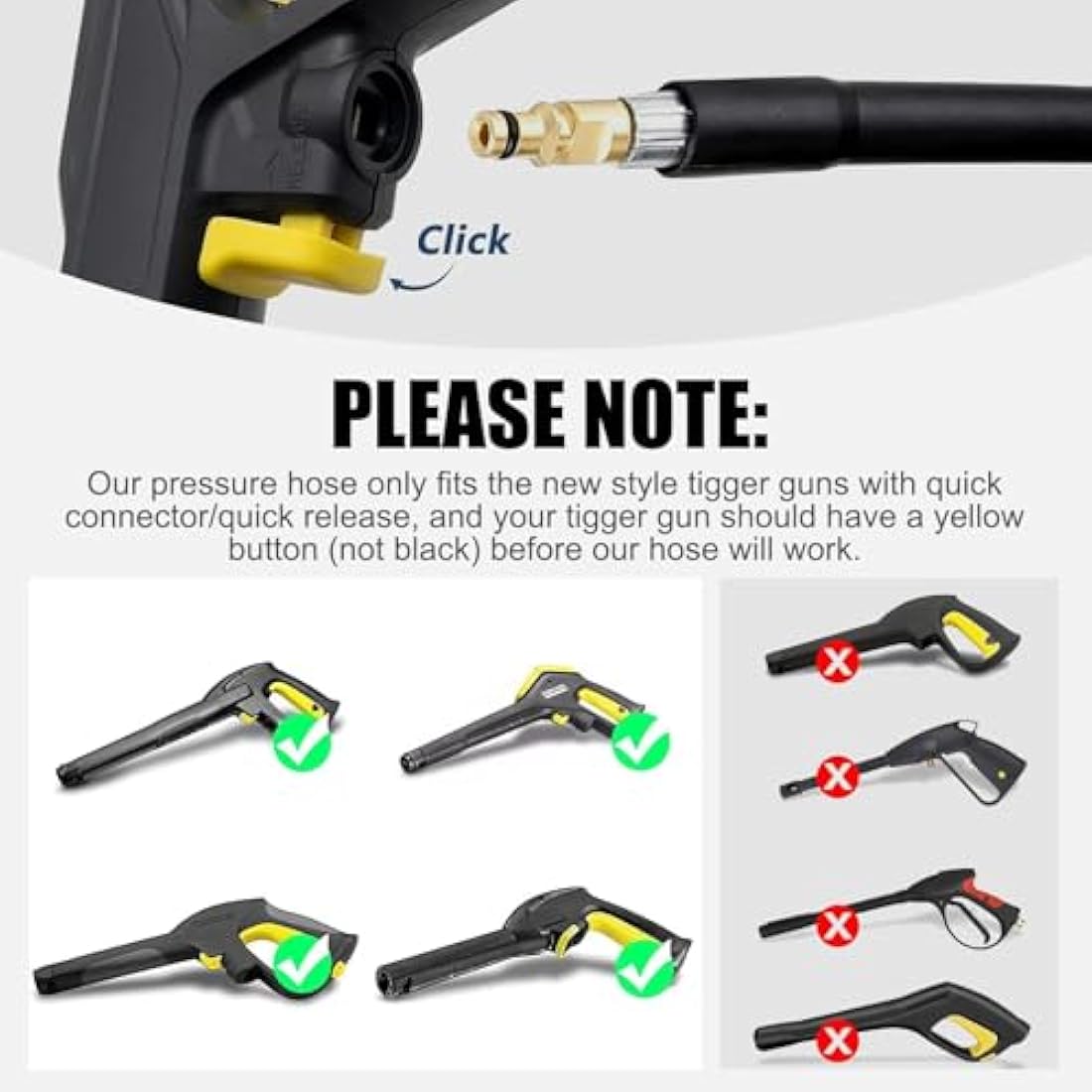 OHAYORI 15M High Pressure Washer Hose Jet Wash Replacement Hose with Quick-Fitting Pipe Union A for Karcher K2 K3 K4 K5 K6 K7 Car Wash Water Gun (M22 14MM Hose Connector & Quick Adapter for Karcher)