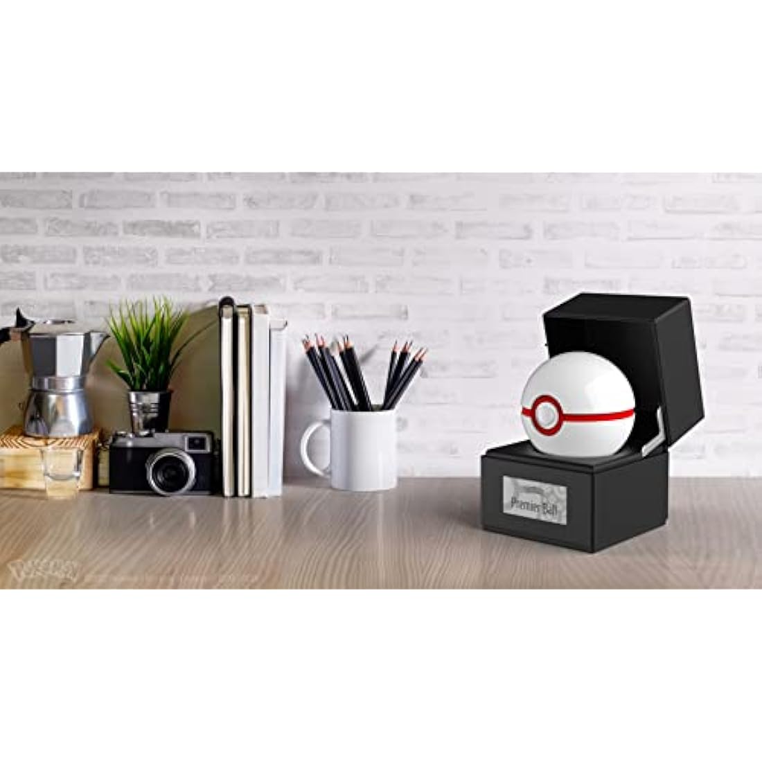 The Wand Company Original Poké Ball Authentic Replica - Realistic, Electronic, Die-Cast Poké Ball with Display Case Light Features – Officially Licensed by Pokémon (Premier Ball)