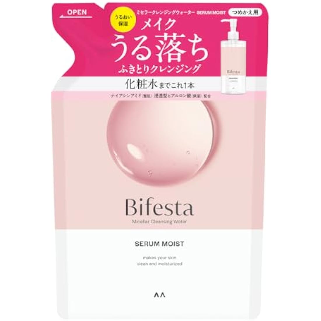 Bifesta Micellar Cleansing Water Moist Refill Wiping Type Moisturizing Toner Derived Oil Free Fragrance Free 360ml