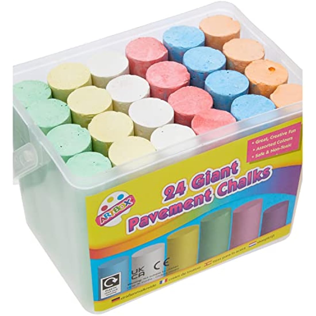ART BOX 24 Giant Pavement Chalks in Tub Red