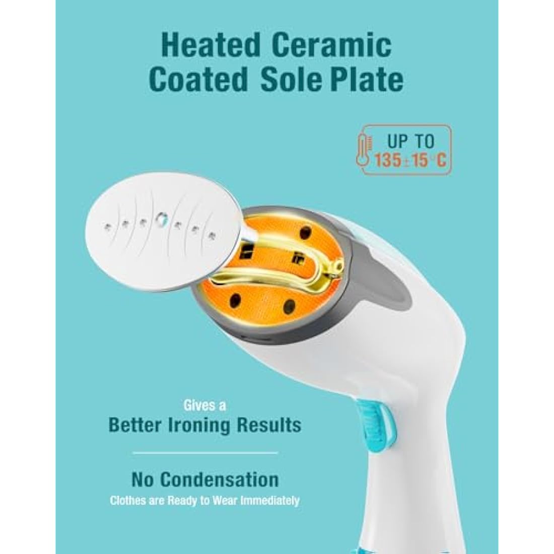 BEAUTURAL Clothes Steamer, Portable Handheld Steamer, Garment Fabric Wrinkles Remover, 30-Second Fast Heat-up, Auto-Off, Large Detachable Water Tank