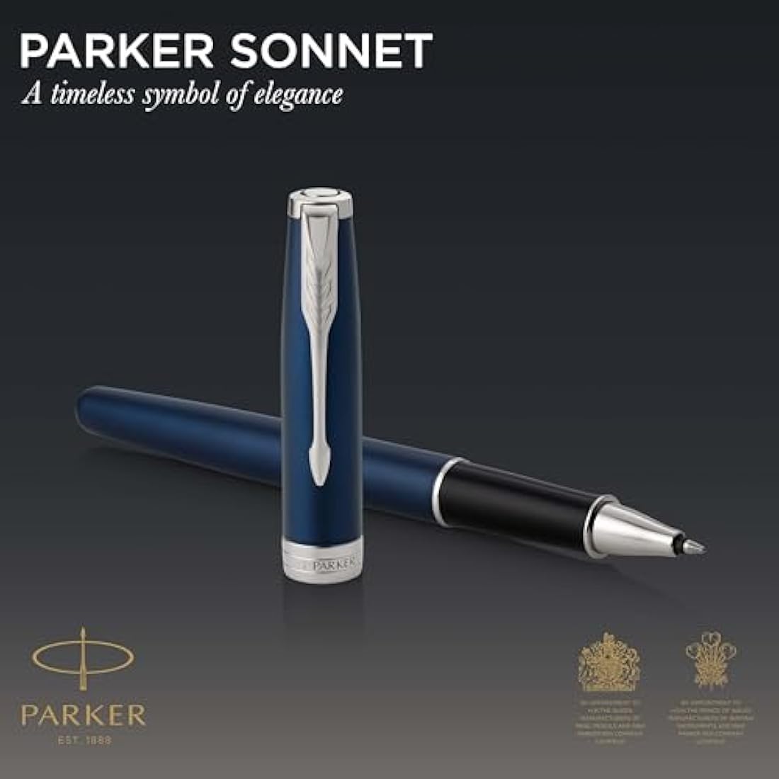 Parker Sonnet Rollerball Pen | Blue Lacquer with Palladium Trim | Fine Point Black Ink | Gift Box