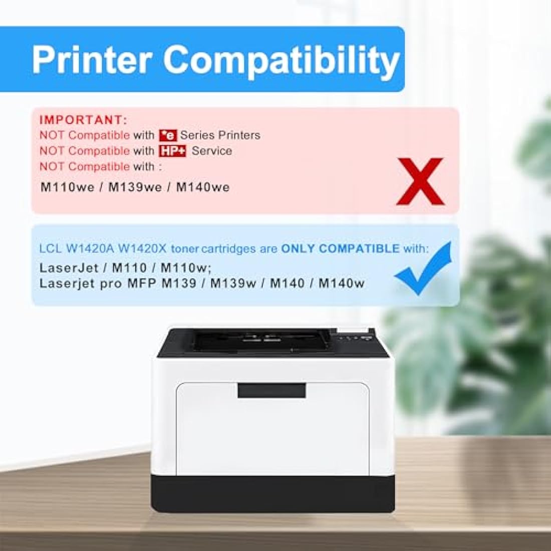 LCL 142X Toner Cartridge Replacement for HP 142A W1420A 142X W1420X Replacement for HP LaserJet M110 M110w MFP M139 M139w M140 M140w Printer (1 Pack)