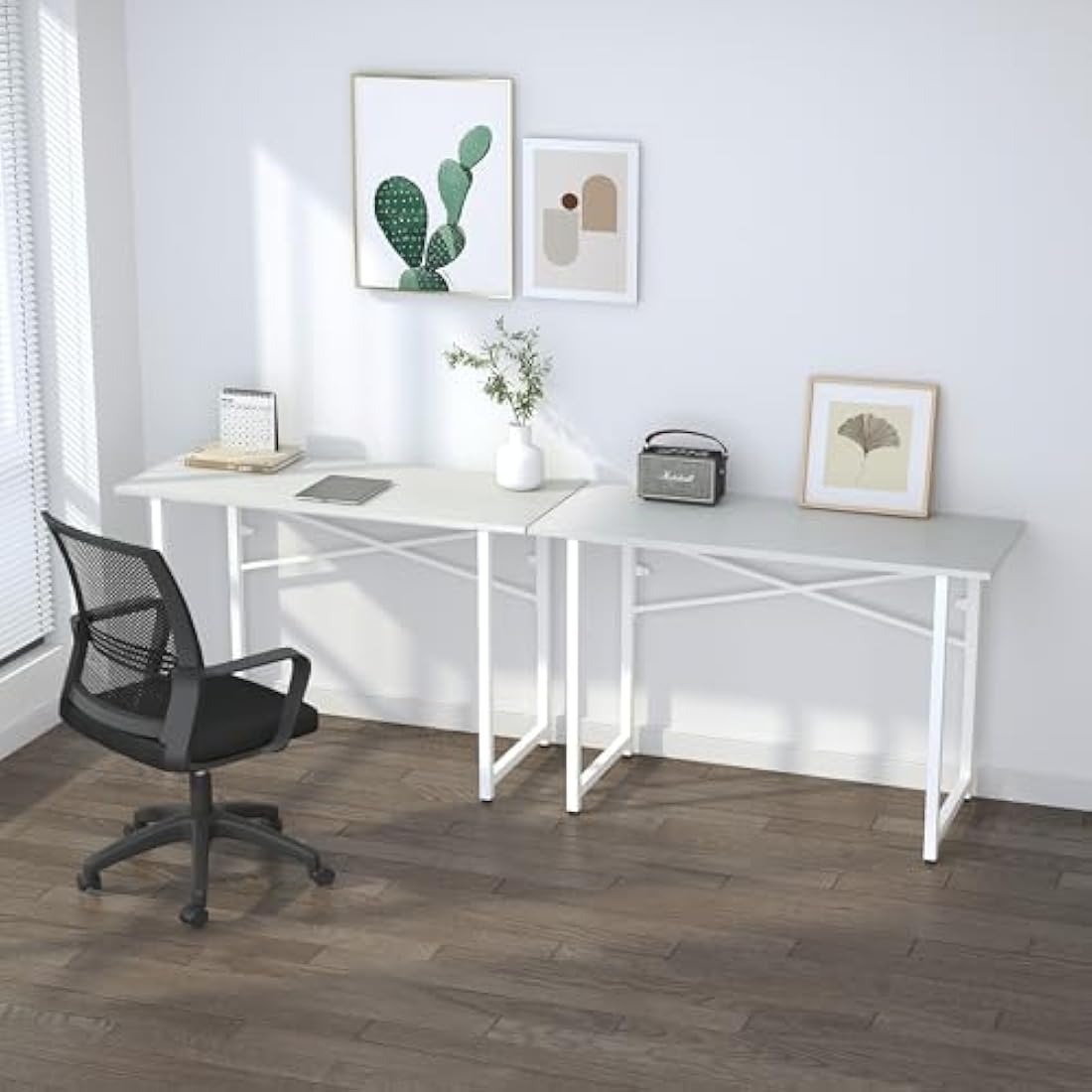 Lutown-Teen 120 cm Folding Desk, Writing Gaming Computer Camping Desk, No Assembly Required Home Office Table, White