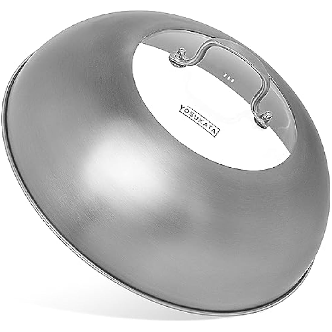 YOSUKATA Wok Lid 32.5 cm for Wok 34 cm - Premium Stainless Pan Cover with Tempered Glass Insert Steam Holes and Ergonomic Handle - Durable Asian Accessories -Dishwasher-Safe Lid