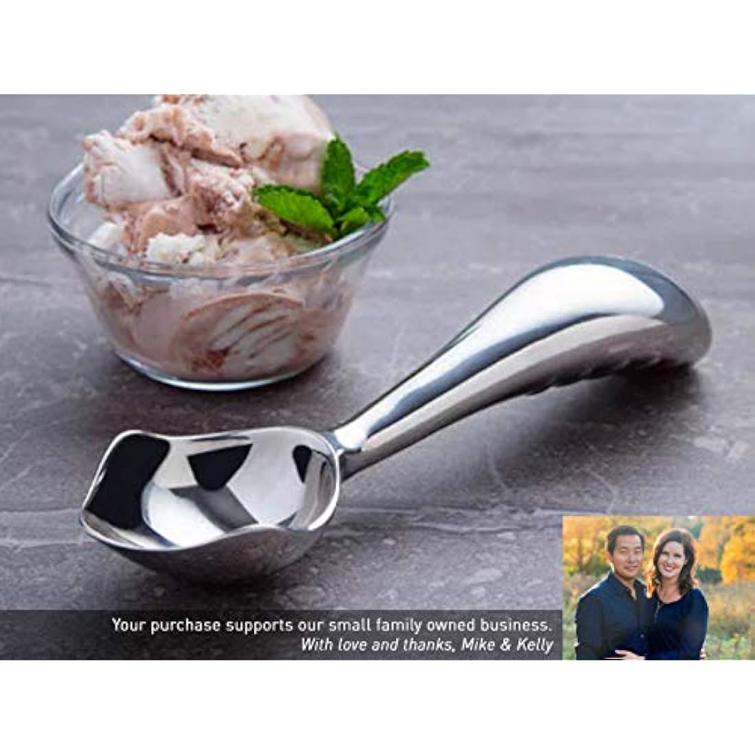 Midnight Scoop Stainless Steel Ice Cream Scoop for Hard Ice Cream (Dishwasher Safe Ice Cream Spade) Steel