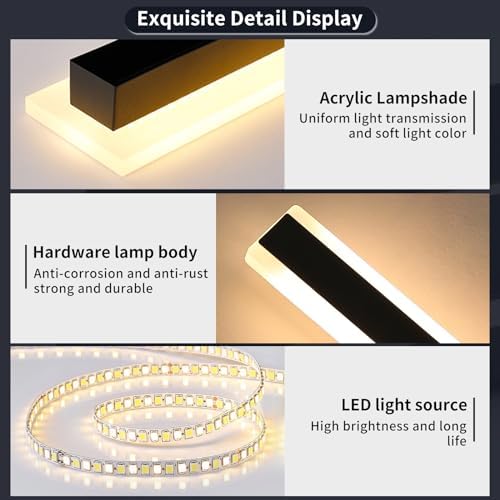 Mikeru IP65 Outdoor Wall Lights, 80CM LED Long Wall Light 2Pack 28W Modern Garden Wall Lights Mains Powered 3000K Warm White Garden Fence Lights Hard-Wired for Exterior Walls, Courtyards