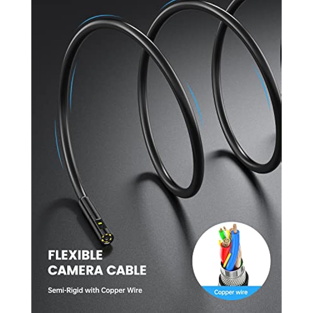 Teslong Dual Lens Endoscope Inspection Camera, 4.5 Inch Screen Borescope with Lights,16.5FT Semi-Rigid Waterproof Snake Camera, 32GB TF Card & Carrying Case for Car/Sewer Drain Pipe Inspection