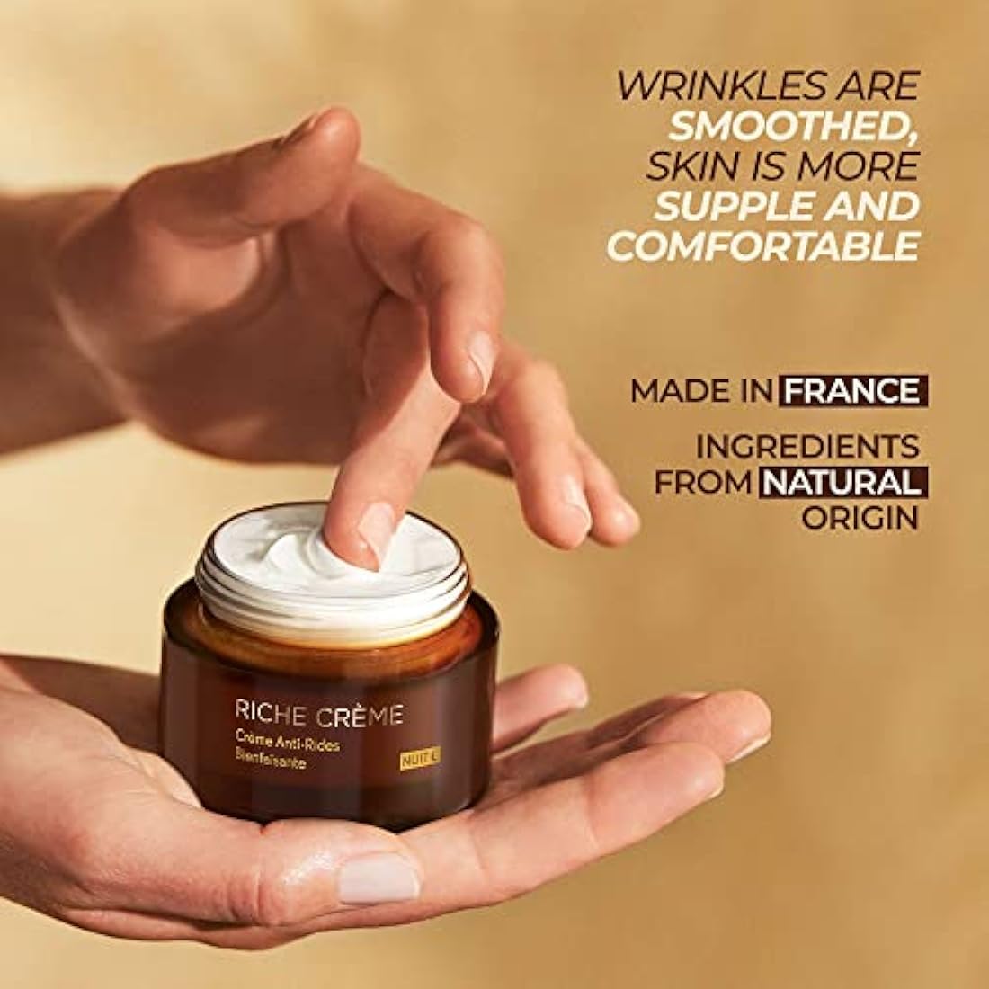 Yves Rocher Face Moisturizer Riche Crème Anti-wrinkle Comforting Night Cream with precious oils, for Mature Skin + Dry skin, 50 ml jar