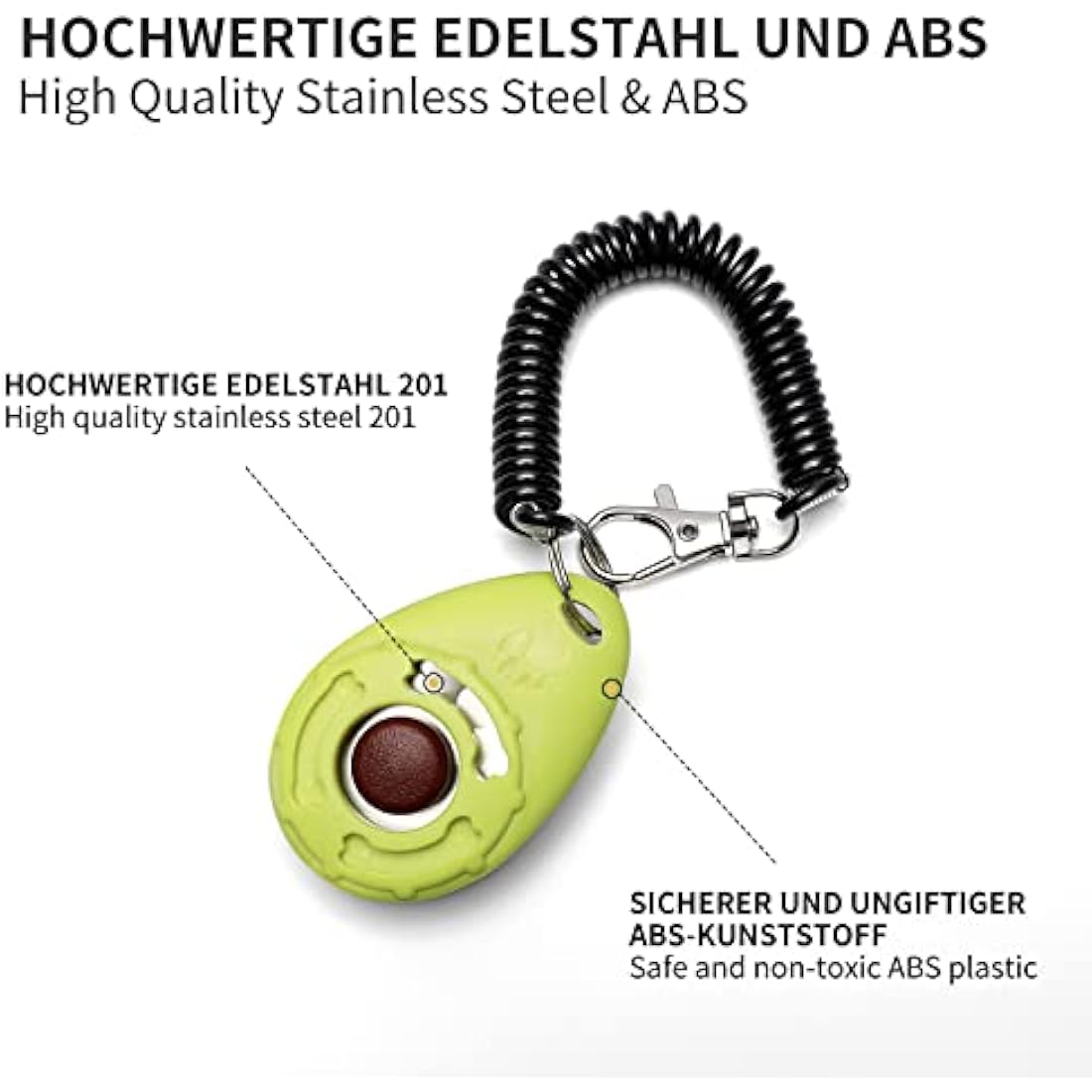 Toozey Dog Clicker, Pack of 5 Clickers with Wrist Strap, Clicker with Large Button, 5 Colours, Bonus E-Book (White+Grey+Pink+Blue+Green)