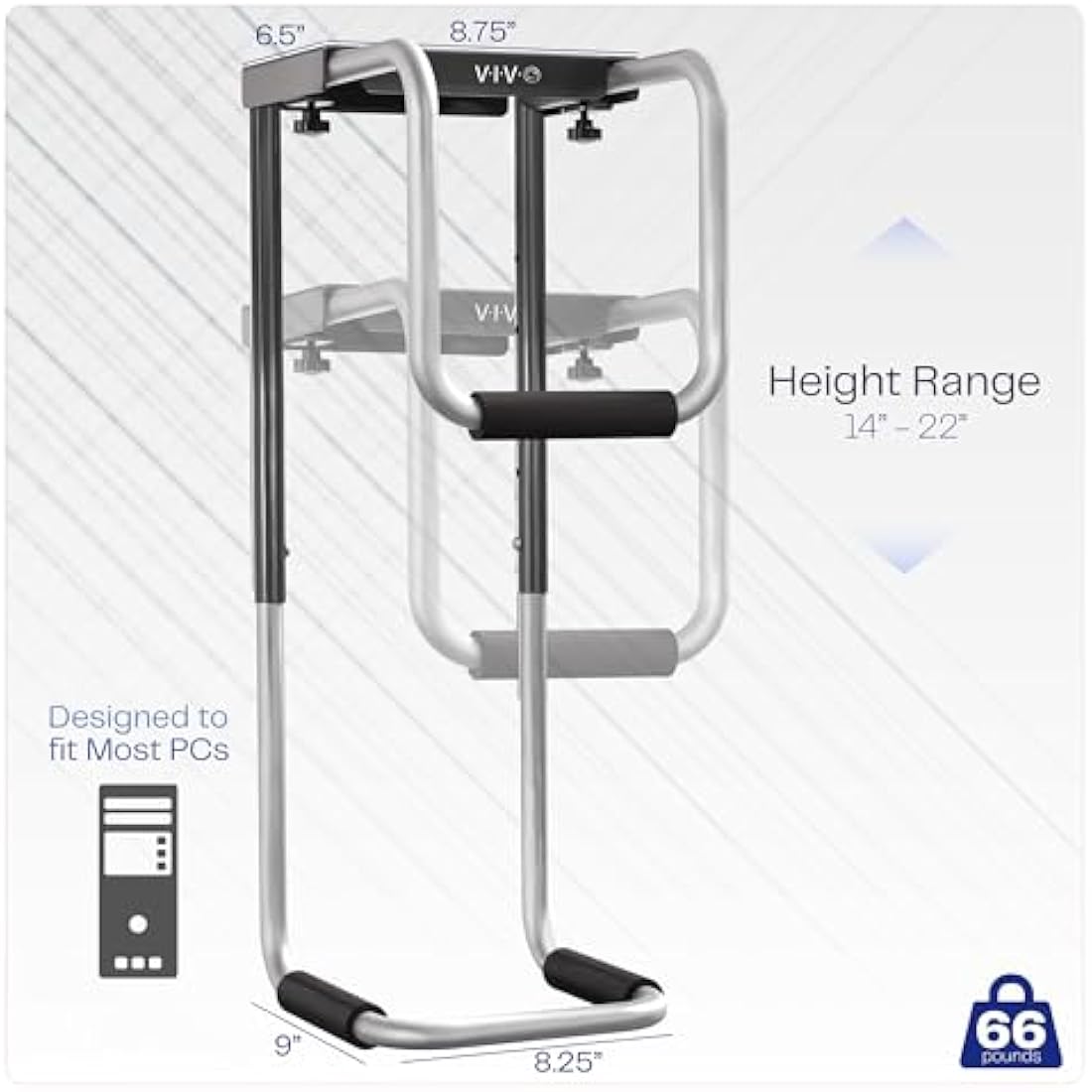 VIVO Heavy Duty Adjustable Under-Desk PC Mount Computer Case Holder Supports up to 66 lbs (MOUNT-PC04A)