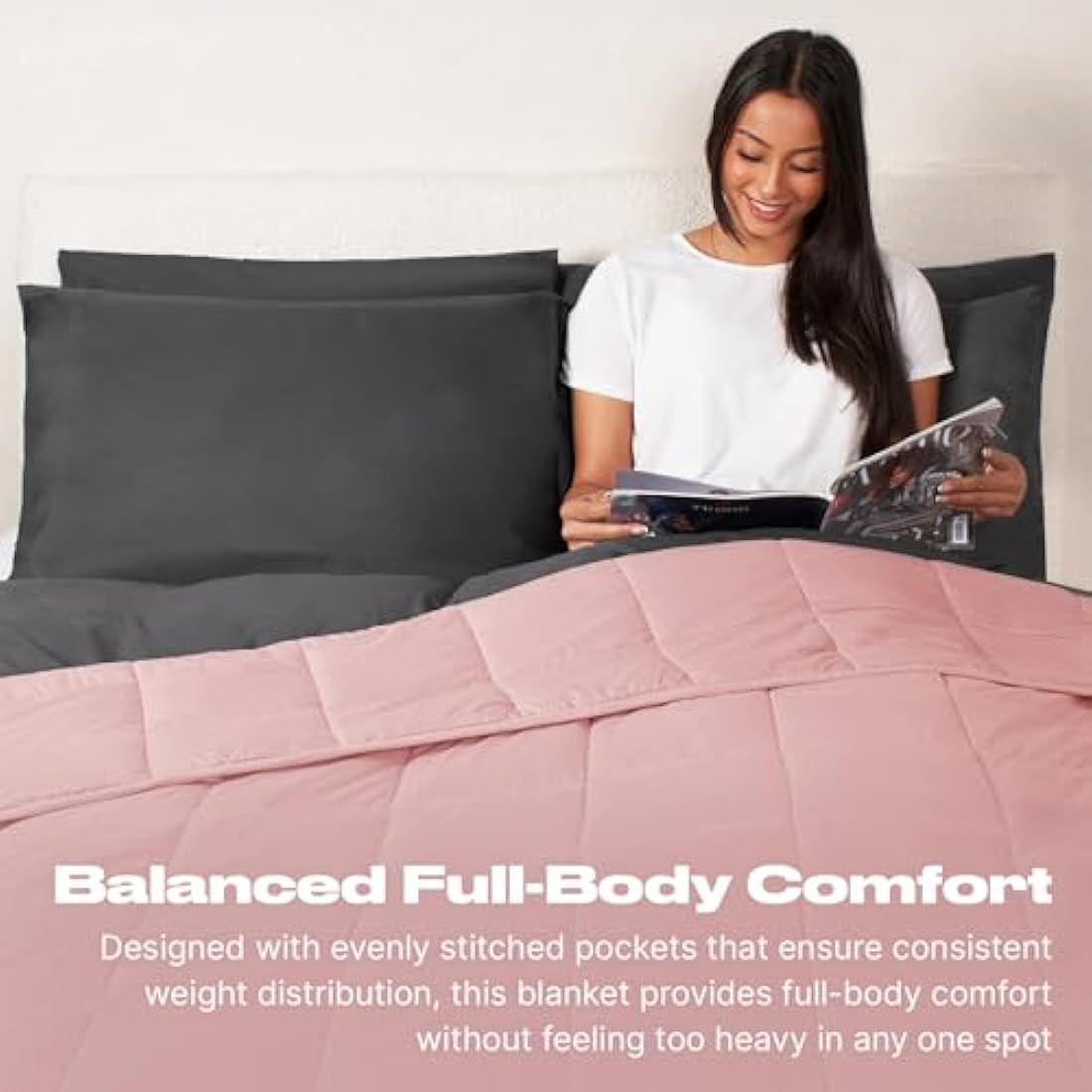 Brentfords Weighted Blanket 4kg for Adults Therapy Anxiety Autism Sensory Insomnia Stress Relief, Single - Blush Pink - 125 x 150cm - (Disclaimer Only suitable for age 3+ years)