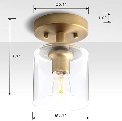Yosoan Industrial Glass Ceiling Lights, Edison Pendant Light Fitting, Flush Ceiling Light Fixture, E27 Srew (Antique)
