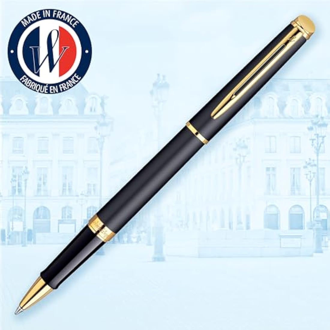 Waterman Hemisphere Rollerball Pen | Matte Black with 23 k Gold Trim | Fine Point | Black Ink | Gift Box