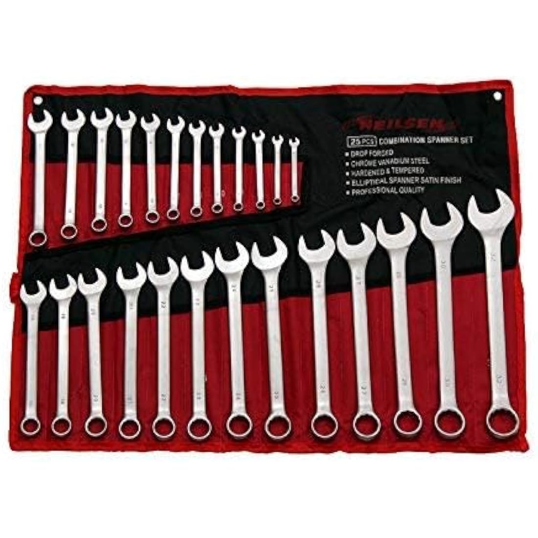 Neilsen ct0795 Spanner Set 25pc (Combination-Satin Finish) 6-32mm, Silver