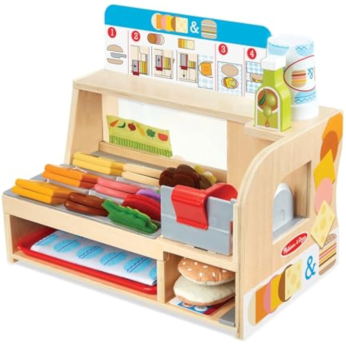 Melissa & Doug Slice & Stack Wooden Sandwich Counter | Pretend Play | Play Food | Wooden Toy | 3+ | Gift for Boy or Girl - FSC Certified