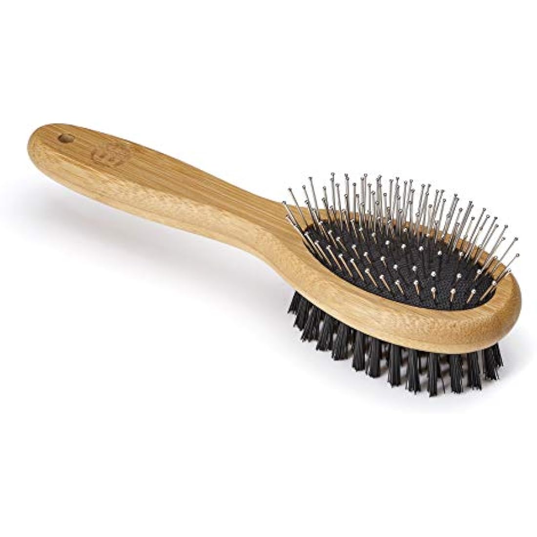 Mikki Bamboo Combi Brush, for Grooming Dog, Cat, Puppy with Smooth Short and Medium Hair Coats, Handmade from Natural Sustainable Bamboo, Small,Brown