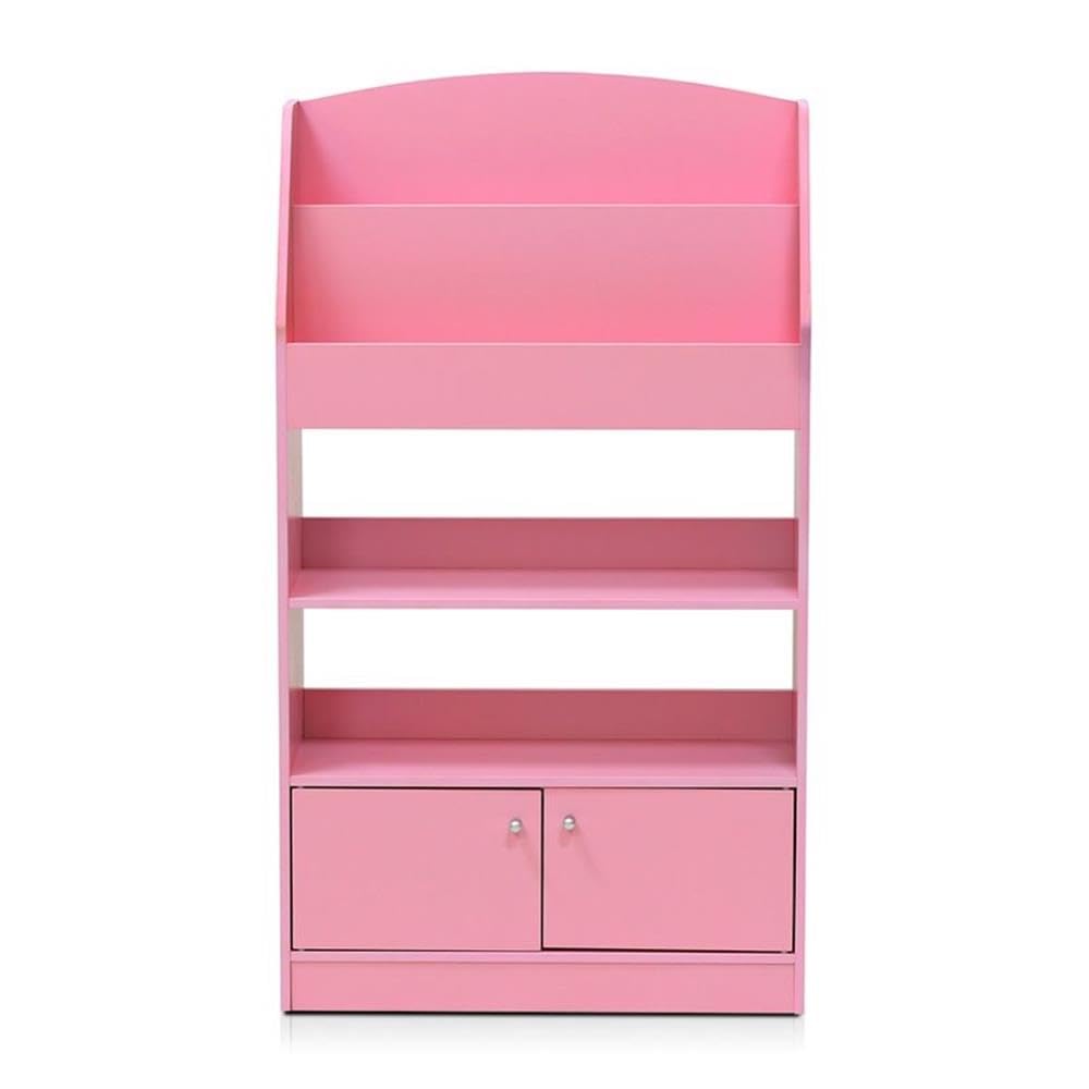 Furinno LOVA Book Shelf, Magazine Bookshelf, Bookcase with Storage Cabinet, 9.4 x 24.6 x 43.3, for Living Room, Bedroom, Home Office, Pink