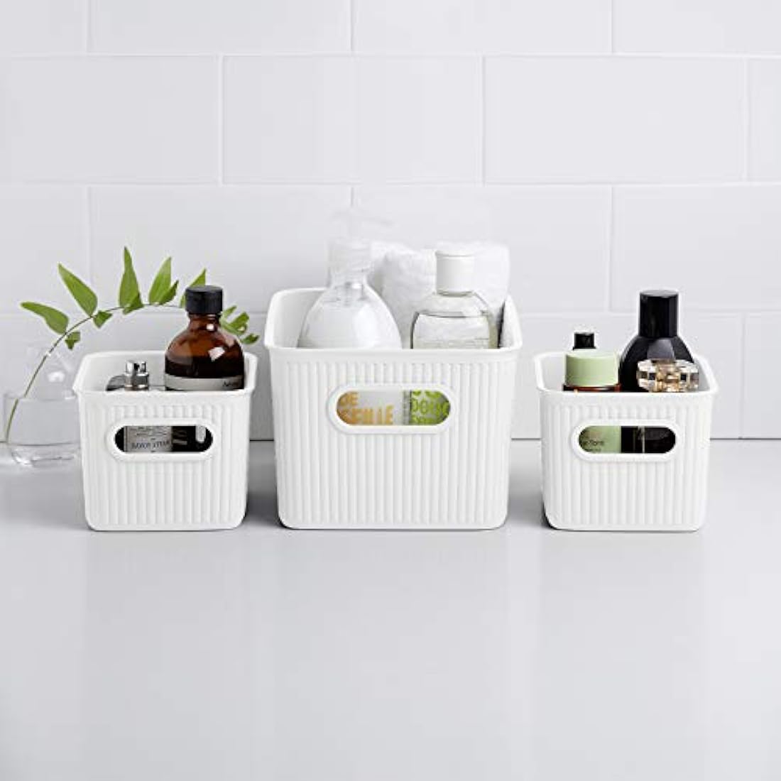 TATAY Set of 3 Baobab Organizer Boxes and 5L Lids, BPA-Free, Pergamon White, Medium, (1 x 5L, 2 x 1.5L)
