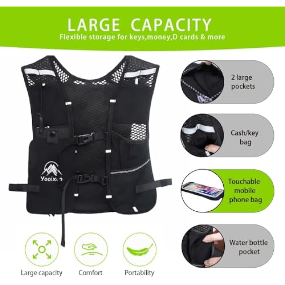 Running Vest for Women Men, Running Backpack Lightweight Hydration Pack With Touch Screen Phone Bag for Hiking Trail Cycling Race Marathon Essentials