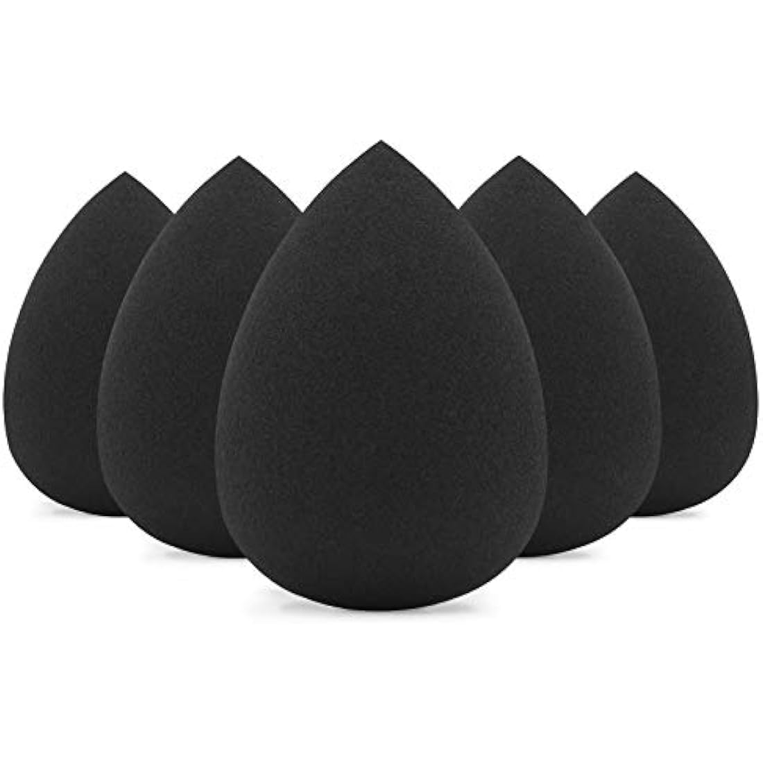 BEAKEY Makeup Sponge Set, Foundation Blending Beauty Sponge, Makeup Applicator Flawless for Liquid, Cream, and Powder, Latex Free and Vegan Makeup Sponges-5 Pcs Black