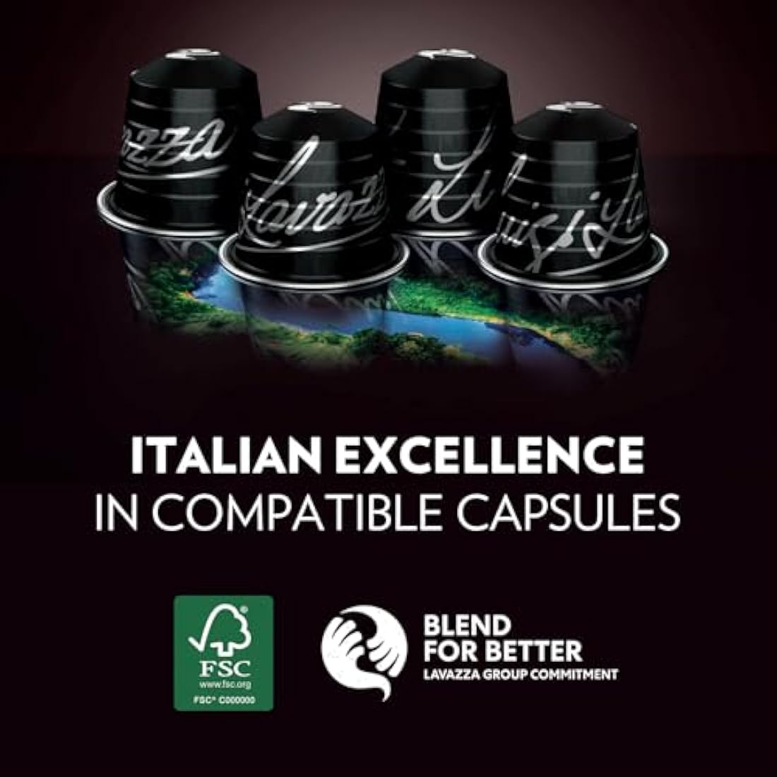 Lavazza, Espresso Maestro Ristretto, 100 Aluminium Capsules Compatible with Nespresso Original Machines, Chocolate & Caramel Notes, Arabica & Robusta, Intensity 12/13, Dark Roasting, Zero CO2 Impact