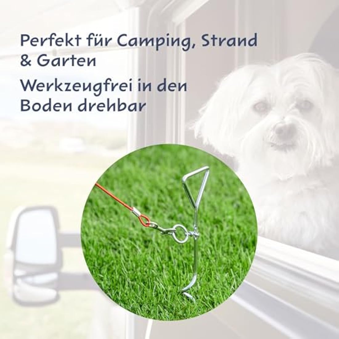 cartrend Caravan 10195 Dog Tying Stake/Coil/Ground Anchor/Anchor for Outdoor Leash for Camping