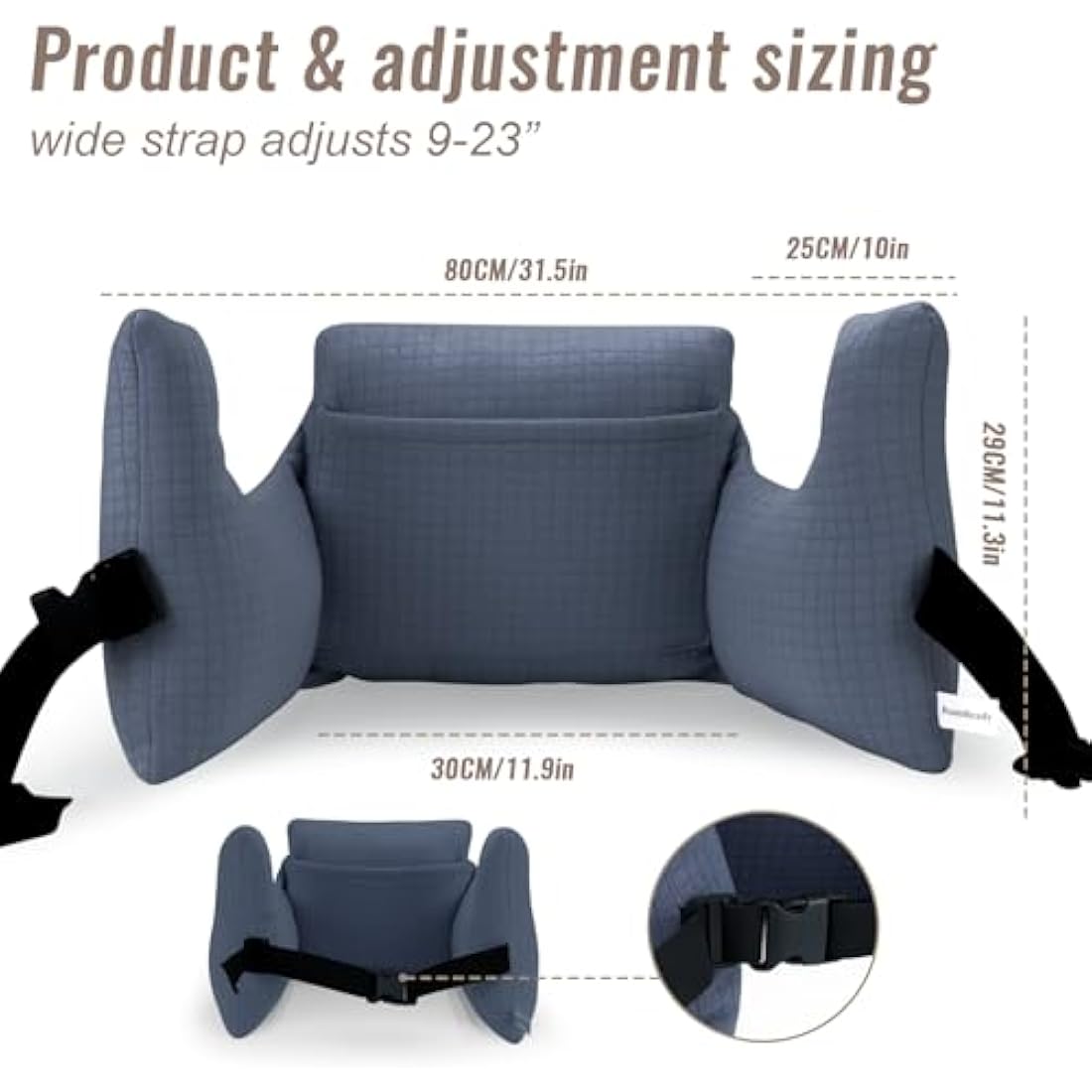 RoamReady Hysterectomy Recovery Pillow, Post-Surgery Cushion for Abdomen C-Section Tummy Tuck Lumpectomy Myomectomy Patients Must Haves Abdominal Pillow with Pocket (Navy Blue)