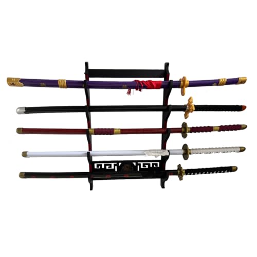 Sword Wall Mount Sword Holder Display Stand Padded Katana Wakizashi Genji and Samurai Swords Dragon Pattern,5 Tier
