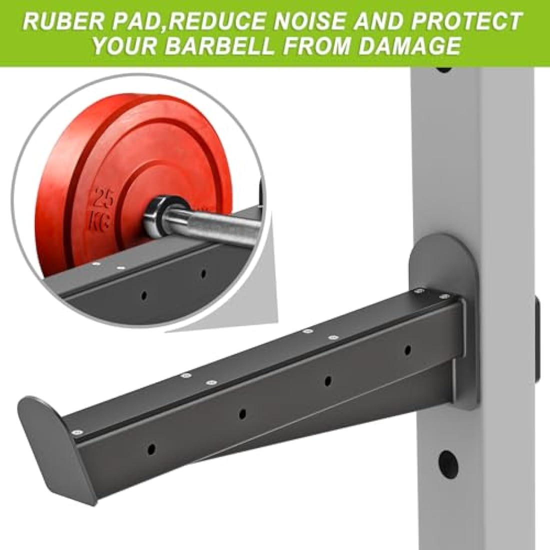 Kipika Safety Spotter Arms-Heavy Duty Barbell Safety Catches with Rubber Pad,Power Rack Attachments for Squat, Bench Press and More