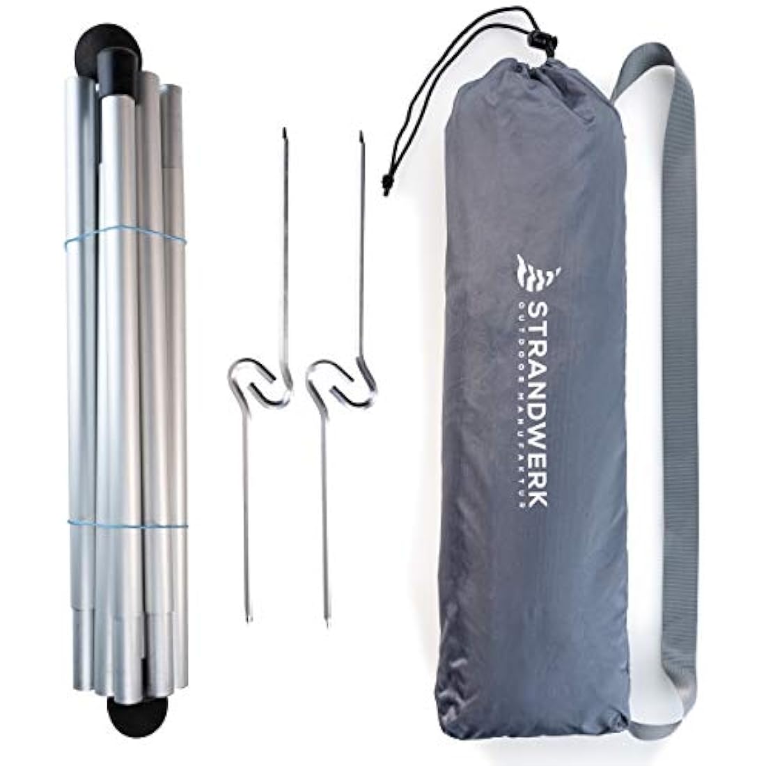 Premium Lycra Beach Tent - Beach Shelter Pop Up Sun Shade "Ole" with Aluminium Poles and Fillable Sand Anchor Blue (210 x 210 cm)