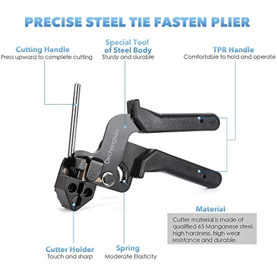Metal tie wrap Gun, Dechengbao Stainless Steel Cable Tie Gun and Zip tie Tool,Cable Tie Tool for Stainless Steel Cable Ties,Metal Cable tie Gun