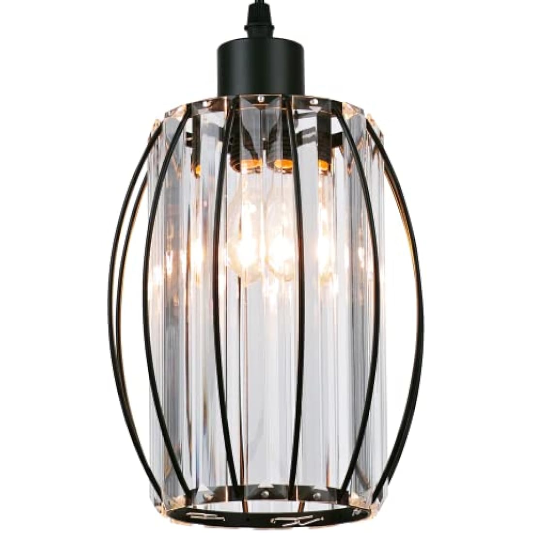 GIGGI Small Black Crystal Light Shade 16cm x 20cm, Cylinder Shape with Oval Rings, Lampshades for Ceiling Lights & Bedside Lamps, Lamp Shades for Bedroom, Living Room, Kitchen, Hallway