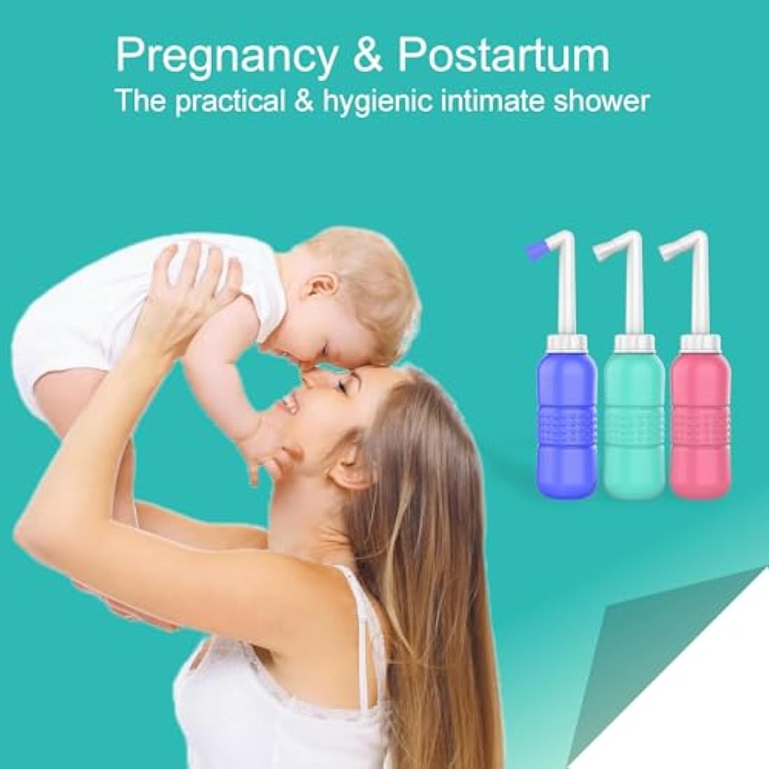 Pink Portable Bidet for Toilet 450ml Travel Bidet Bottle, Perineal Bottle for Postpartum Hemorrhoids Healing, Maternity Kit Essentials,Intimate Wash for Women with Water Seal Cap Storage Bag