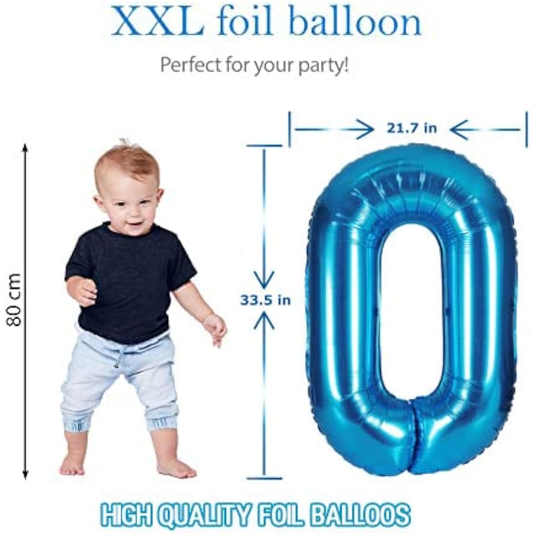 Blue 0 balloons 40 Inch Blue Number Large Balloons Mylar Foil Big Digital 0 1 2 3 4 5 6 7 8 9 Giant Helium Balloon Birthday Party Decoration （Blue No.0）