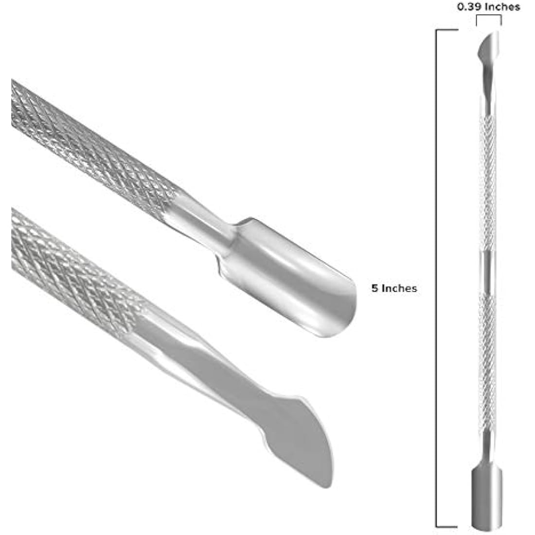 Armiz Cuticle Pusher Stainless Steel Dual Head Nail Scraper for Gel Nails Uv Gel Polish Remover Tool - Cuticle Stick for Fingernails and Toenails