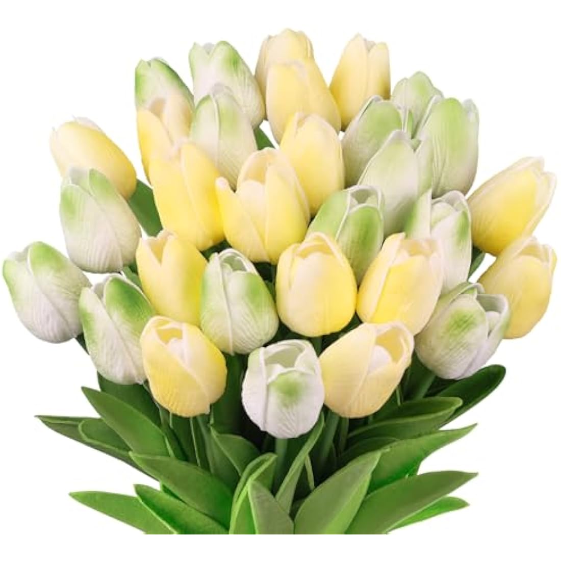 N&T NIETING Artificial Tulips Flowers, 12Pcs Fake Tulip Real Touch Latex Faux Tulips Flowers Bouquet for Wedding Floral Arrangements Mother's Day Home Easte Decoration(Mix Green)