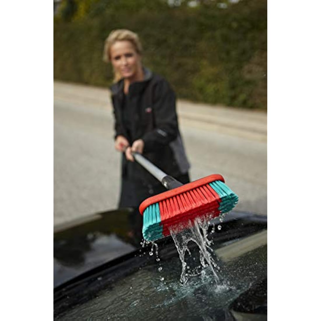 Vikan 526852 Water Fed Vehicle Brush, Soft/Split, Black, 250 mm Length, 130 mm Width, 160 mm Height