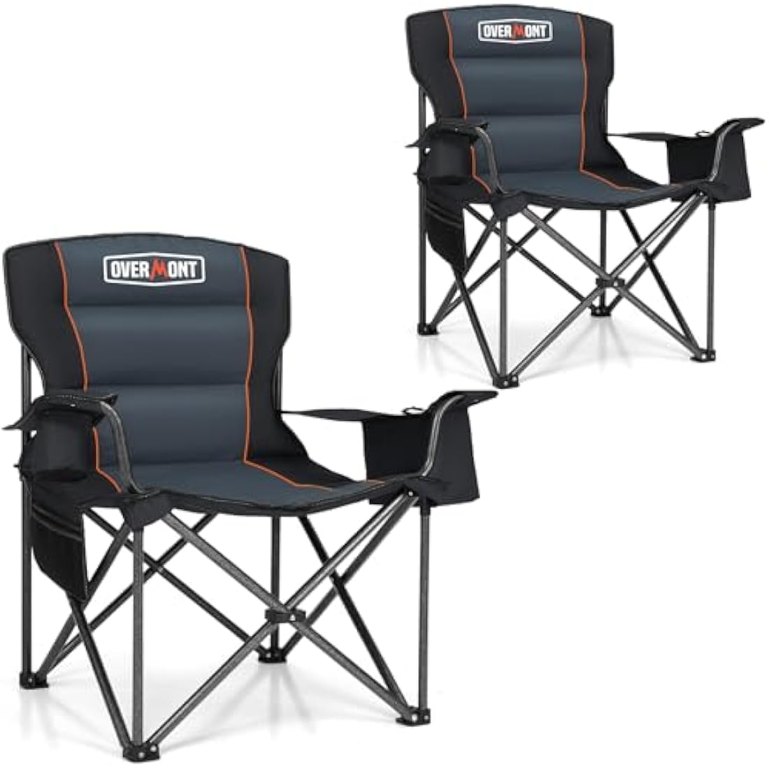 OVERMONT 204kg Oversized Camping Folding Chair for Adults with Cooler Bag & Carry Bag-Heavy Duty Lawn Chair with Cup Holder Support 450 LBS with High Back Comfy for Garden Picnic Beach