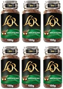 L'OR Decaf Instant Coffee 150g (Pack of 6 Jars, Total of 900g)