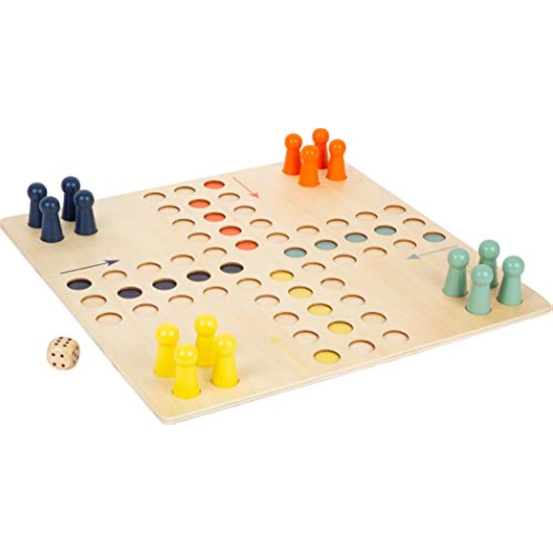 Small Foot 11783 Ludo XL Wooden for Four Players, Board Game for the Whole Family in Large Format, Age 4 and Up